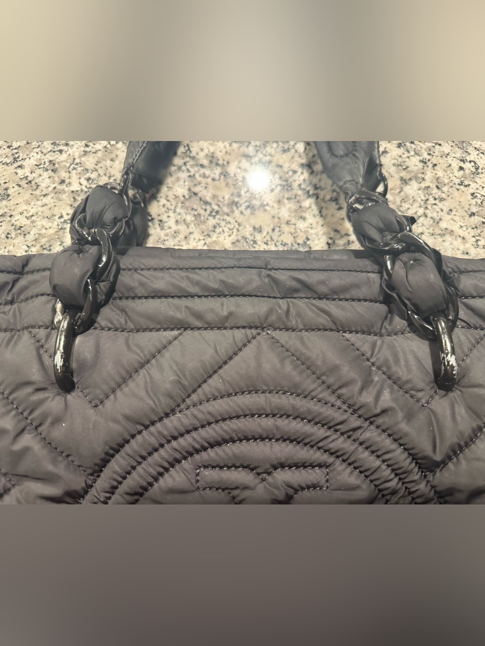 Tory Burch Black Quilted Nylon Tote - Picture 9 of 10